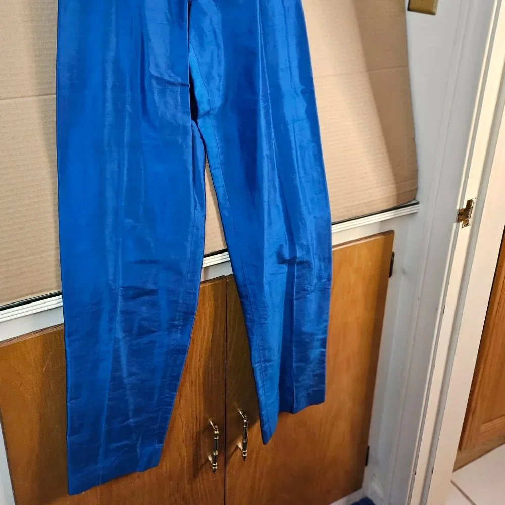 Worth: 100% Pure Silk Formal Dress Slacks Shiny Royal Blue – Size 4